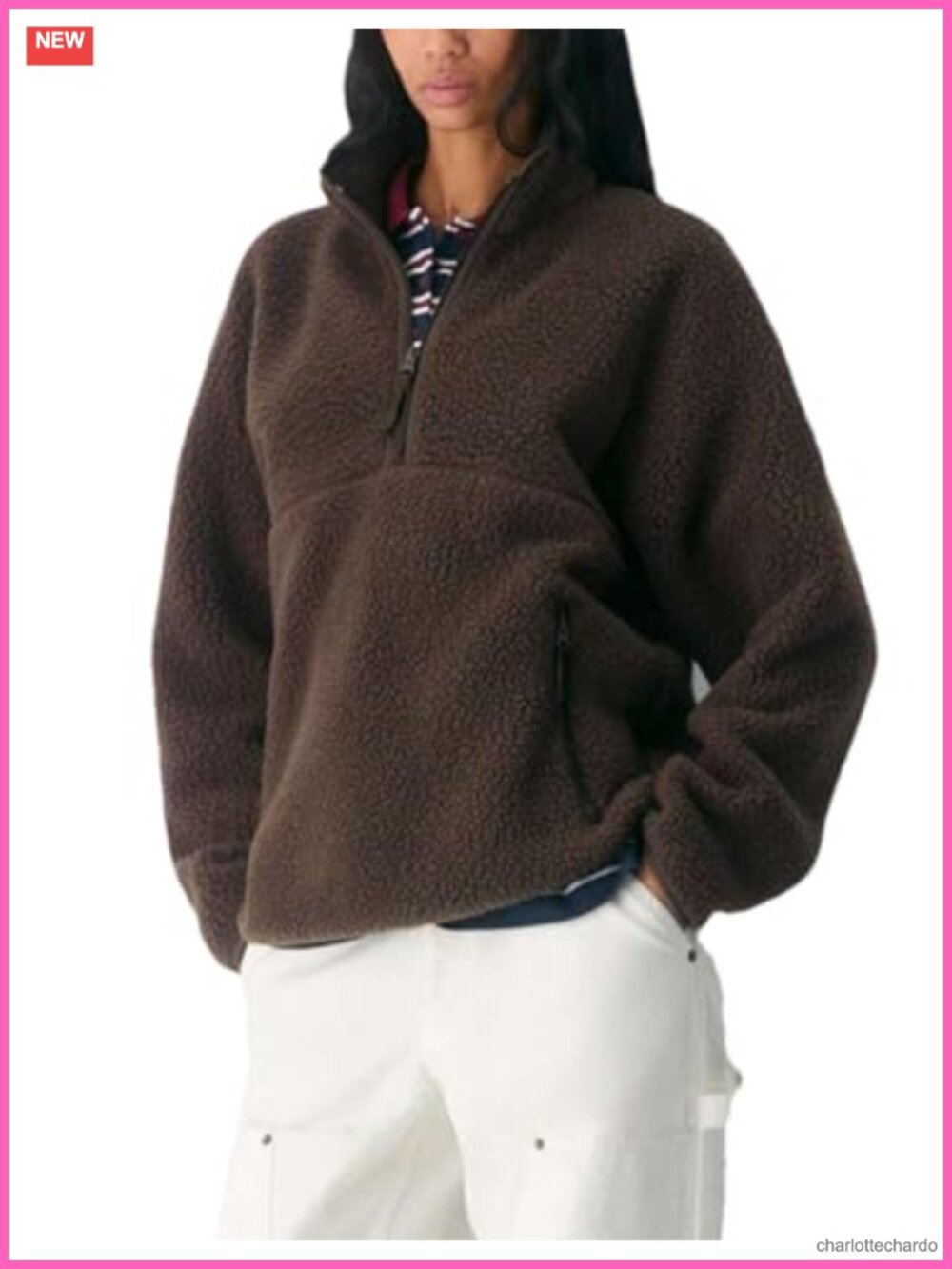Women's Quarter Zip Fleece Pullover Sherpa Jacket